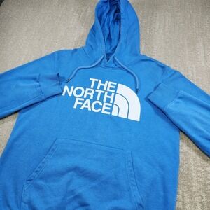 North Face Hoodie Men Small Half Dome Pullover Blue Athleisure Cotton Fleece